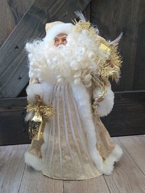 Burton + Burton Gold and White Light-Up Fiber Optic Santa Clause Christmas